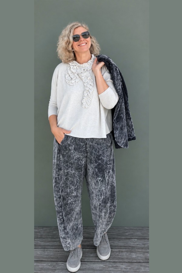 Neirami velvetinės kelnės Silver
