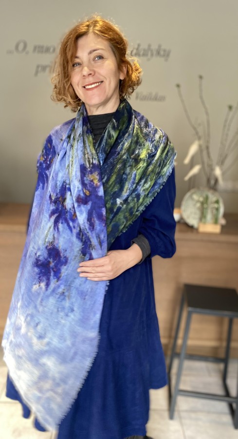 Otra Cosa lininis šalikas Claude Monet ,,Lilac Irises''