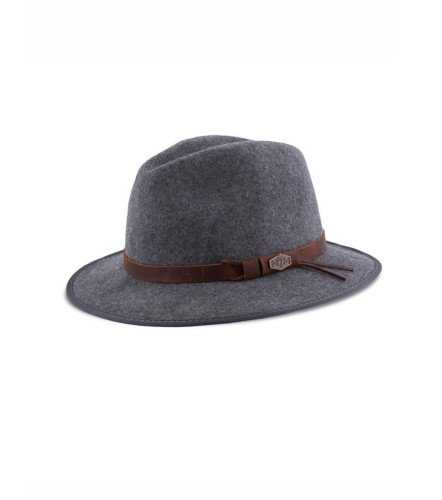 MJM pilka vilnonė skrybelė fedora su odiniu dirželiu