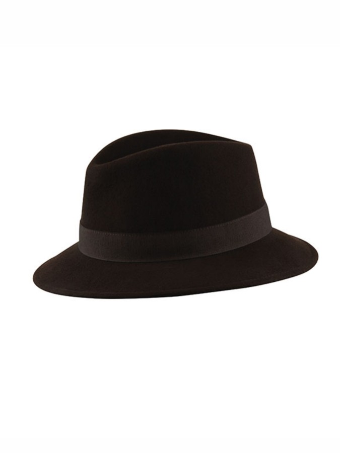 MJM tamsiai ruda vilnonė skrybelė fedora